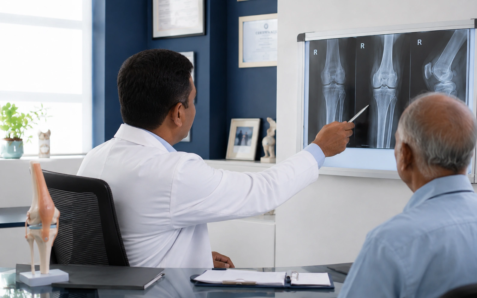 Dr. Atul Mishra, best knee replacement surgeon in Delhi NCR, at ASIC Clinic consultation room