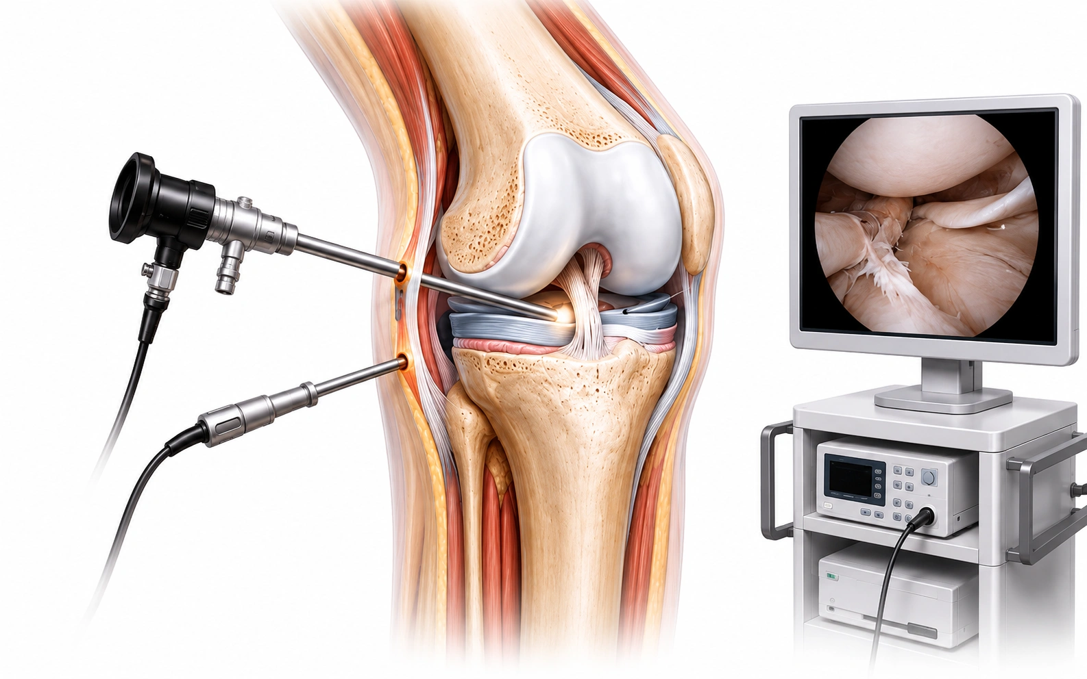Knee arthroscopy keyhole procedure being performed by arthroscopy surgeon in Delhi